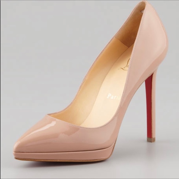 CHRISTIAN LOUBOUTIN || authentic tan patent leather Pigalle heels size 37 USA 7 - Picture 2 of 11